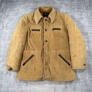 Sears Sportswear Jacket Mens 42 Tan Vtg 70s Corduroy Lined Ranch Coat Western